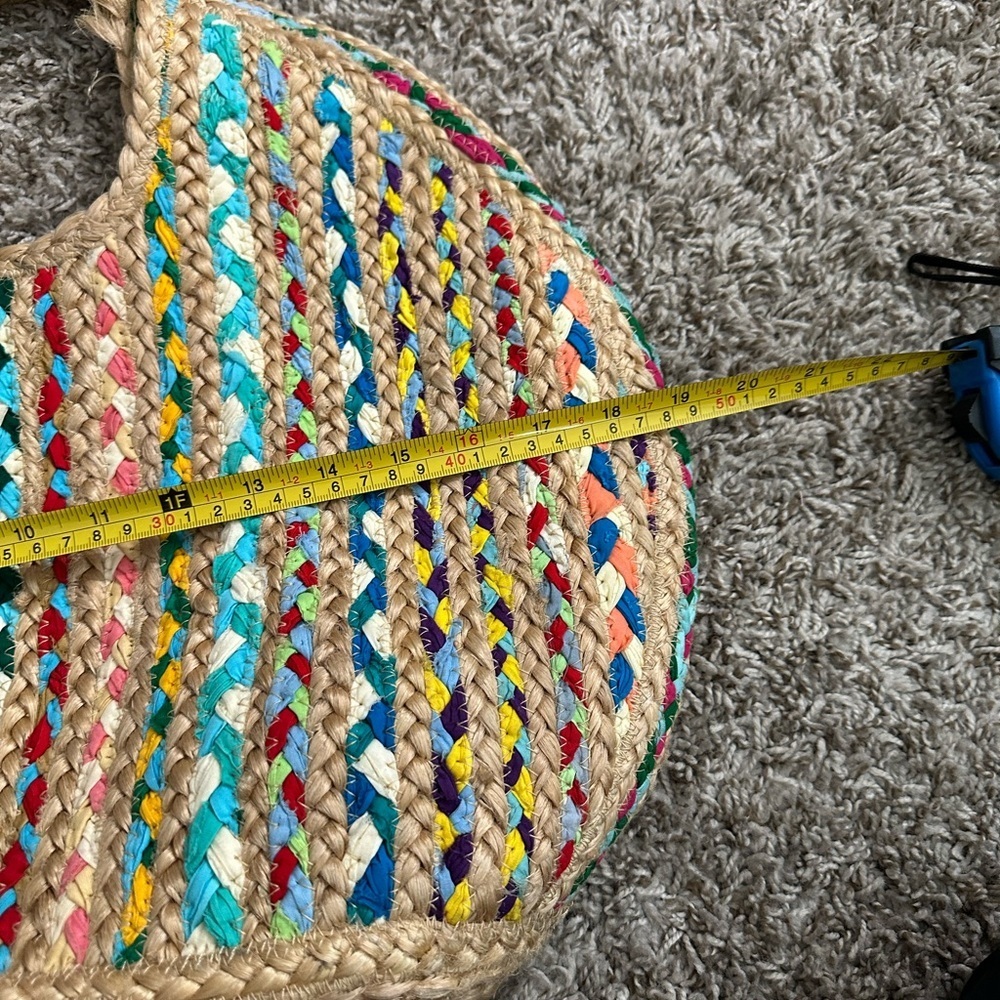Antik Kraft -Ruhi Tote Multi colored Jute recycled cotton Round Bag - Picture 4 of 6